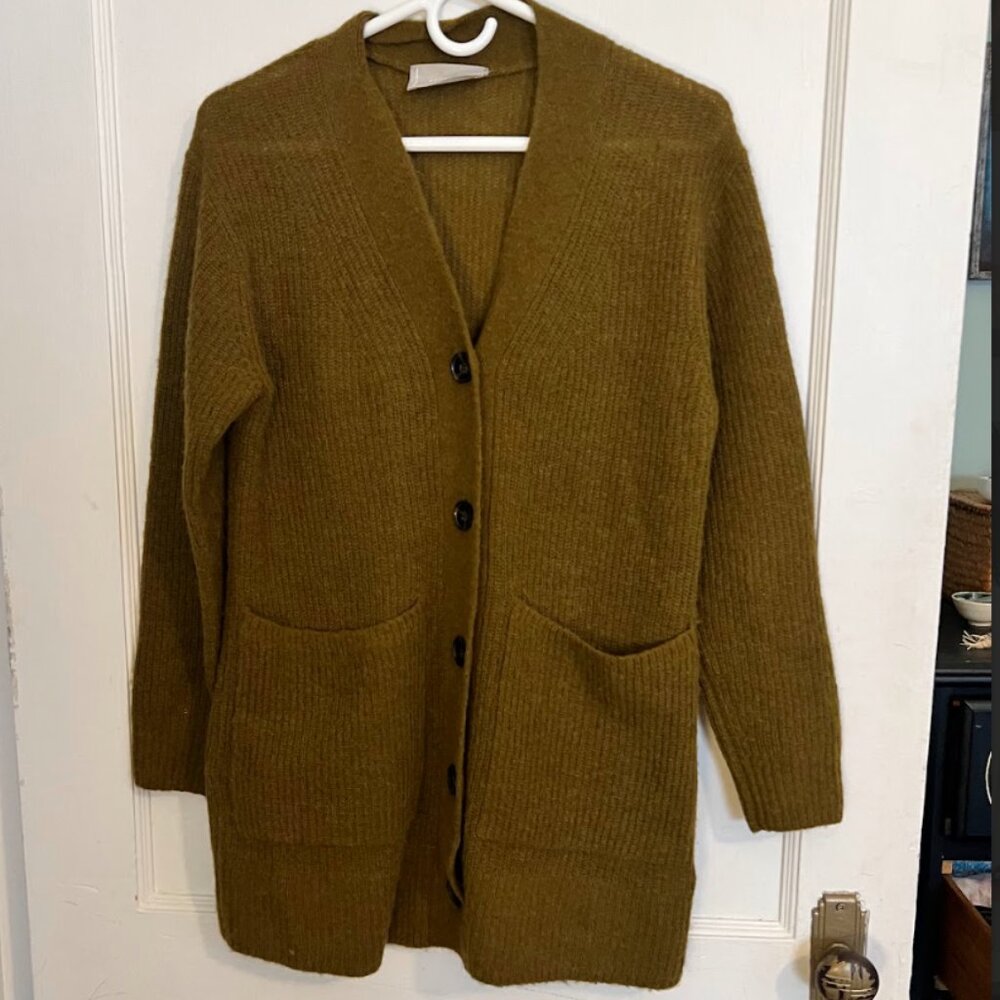 Everlane Alpaca Oversized Pocket Cardigan- Olive, Women's Sz XS